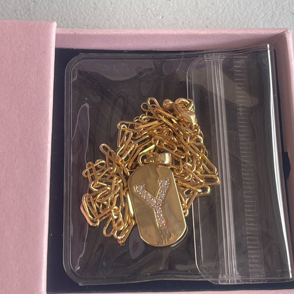 Luxval Jewelry - Luxval 14K Gold Plated 18” Layered Initial Y Paperclip Necklace Gift Boxed New